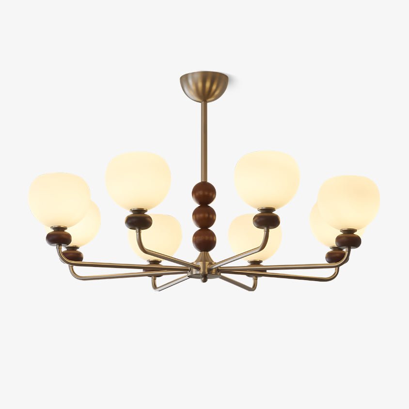 Vilorira Traditioneller Klassischer Kugel Walnussholz Glas Kronleuchter-Letslighting