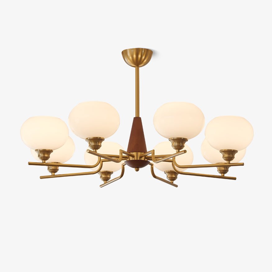 Lustra Kronleuchter Walnuss Mattglas-Kugeln-Letslighting