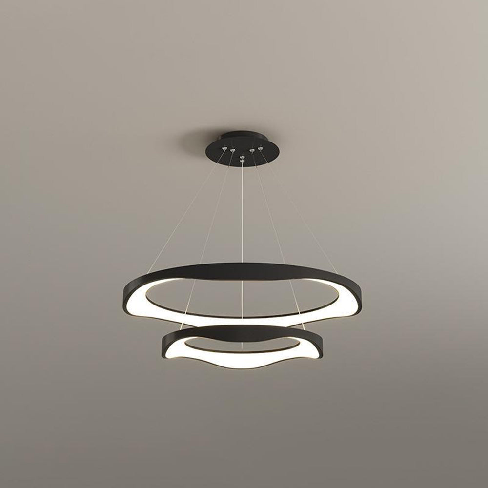 Arisha Modern LED Pendelleuchte Ring Esstisch, Schwarz/Weiß, Metall Acryl