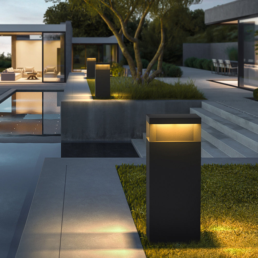 Ray Modern LED Rechteckig Solar Außenleuchte Schwarz Garten/Terrasse Metall