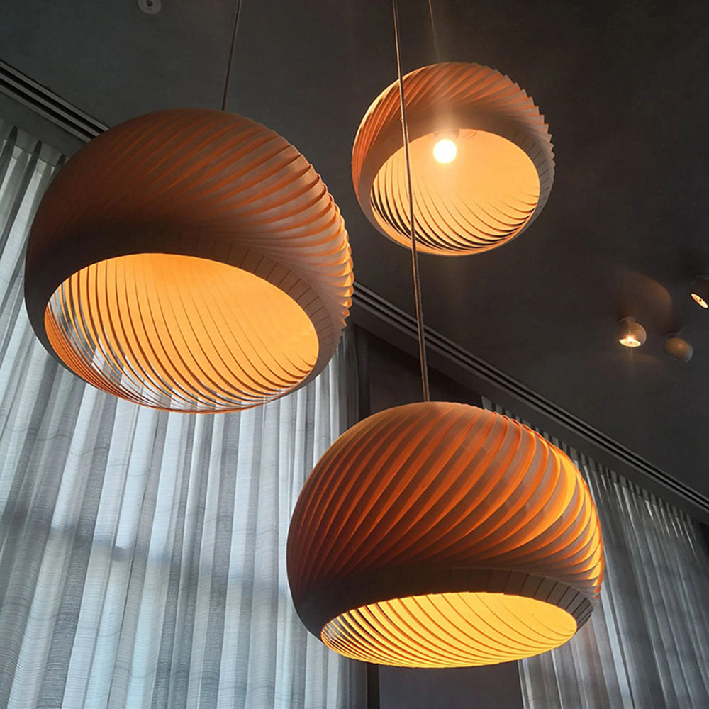 Muto Vintage Kugel LED Pendelleuchte 40/50cm Holz&Braun Esstisch/Schlaf/Wohnzimmer MetallDurchmesser