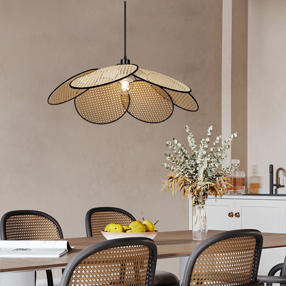 Ritta Vintage LED Pendelleuchte Orange & Dunkelblau Esstisch/Schlaf/Wohnzimmer Metall Rattan Durchmesser 40/50/60cm
