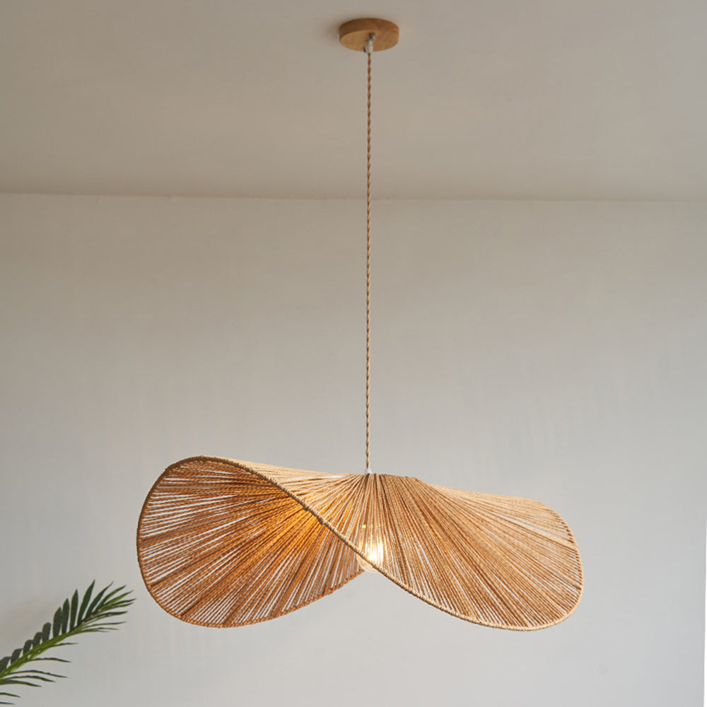 Muto Twine Modern LED Pendelleuchte Braun/Beige Durchmesser Metall/Rattan Schlafzimmer