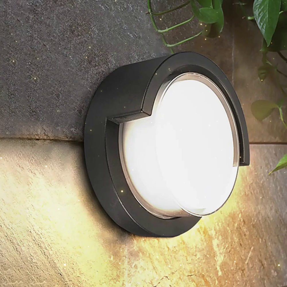 Ray Moderne runde/rechteckige LED Außenwandleuchte Schwarz Terrasse/GartenMetall/Acryl 2 Stile 16/17CM Lang