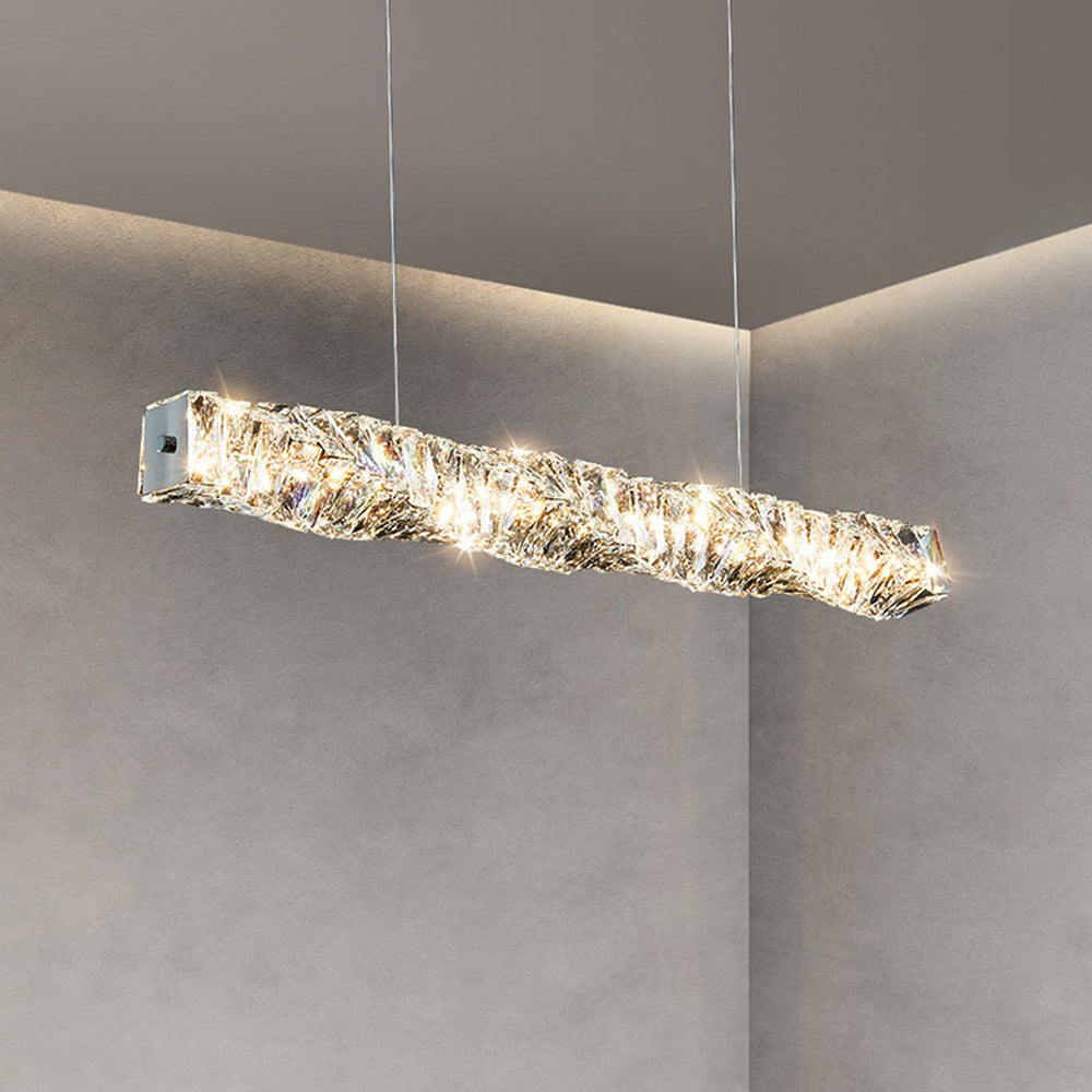 Kristy Vintage Linear LED Pendelleuchte Gold/Silber Esstisch/Schlaf/Wohnzimmer 100-120-150cm Metall Kristall