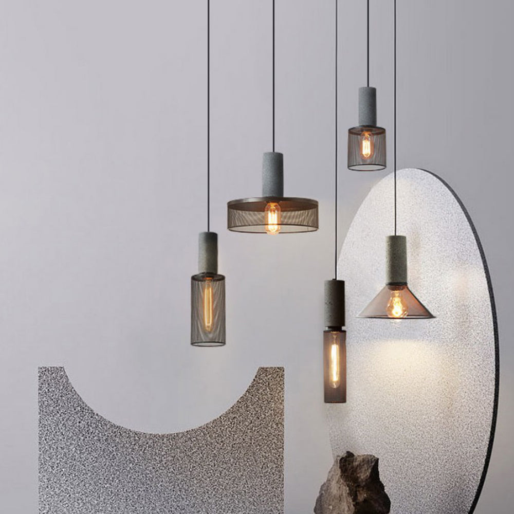 Arisha LED Design Pendelleuchte Wohnzimmer Industrial, Schwarz, Cement Metall