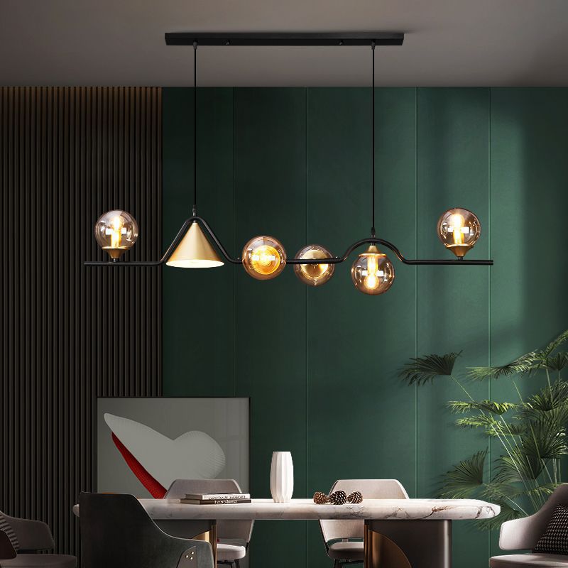 Arisha Moderne LED Pendelleuchte Schwarz/Gold Glas Wohnzimmer/Schlafzimmer