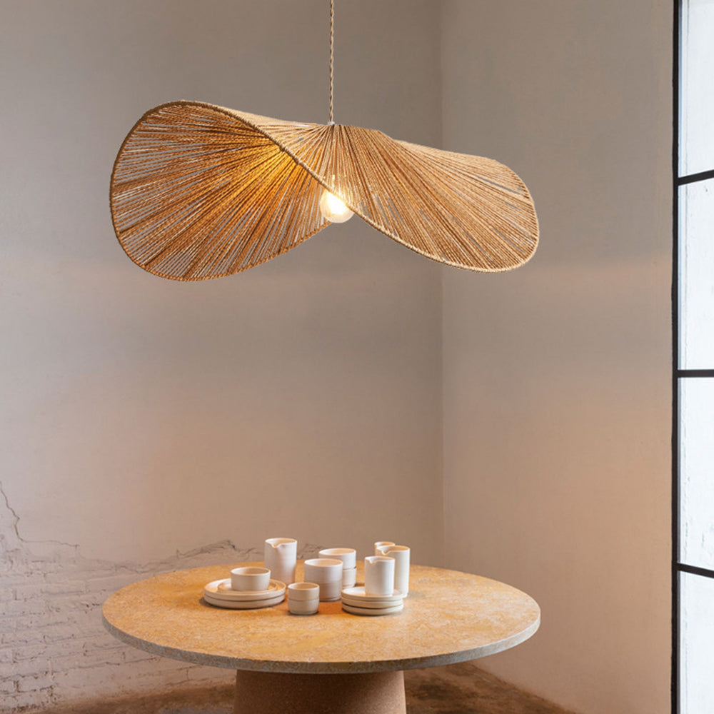 Muto Twine Modern LED Pendelleuchte Braun/Beige Durchmesser Metall/Rattan Schlafzimmer