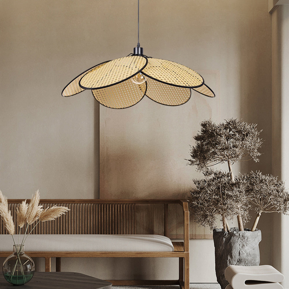 Ritta Vintage LED Pendelleuchte Orange & Dunkelblau Esstisch/Schlaf/Wohnzimmer Metall Rattan Durchmesser 40/50/60cm
