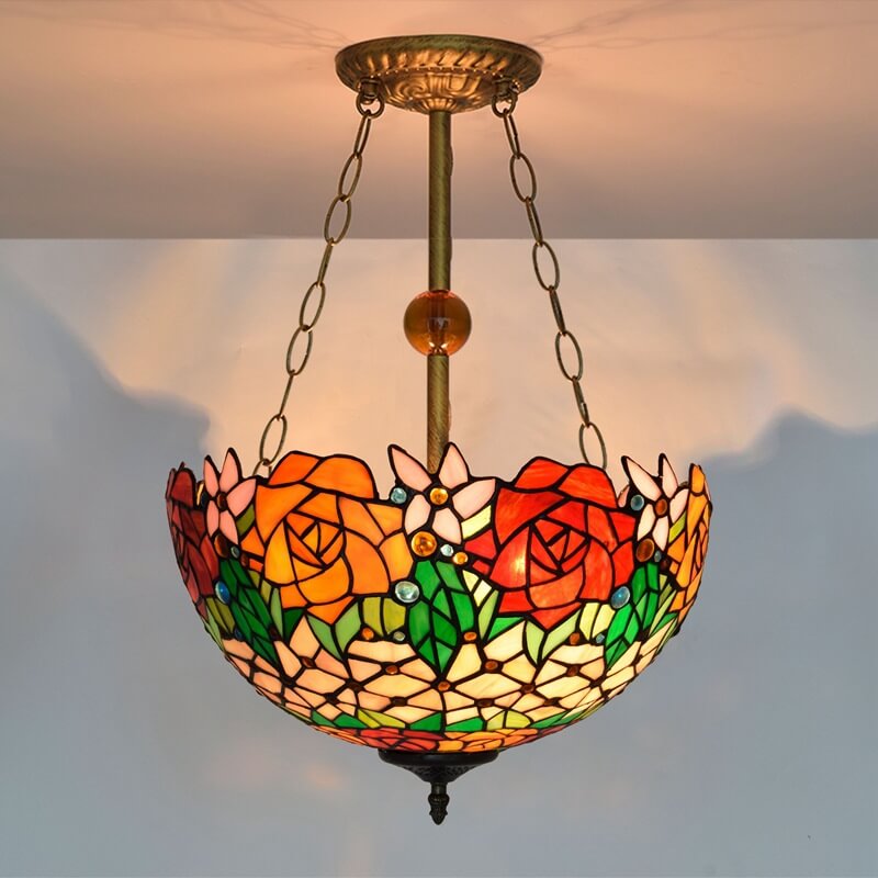 Arisha Vintage LED Pendelleuchte aus mehrfarbigem Glas Wohnzimmer