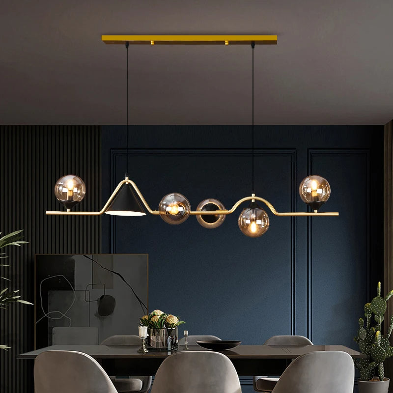 Arisha Moderne LED Pendelleuchte Schwarz/Gold Glas Wohnzimmer/Schlafzimmer