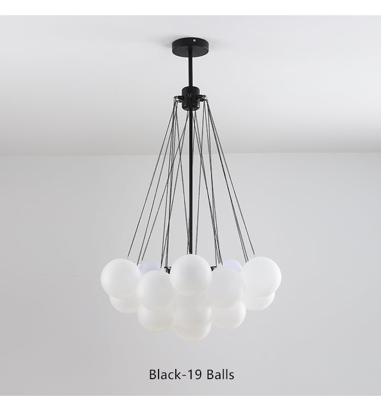 Valentina Modern LED Kronleuchter Kugel Schwarz/Gold Wohnzimmer Glas