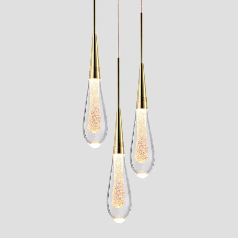 Kristy Pendelleuchte Tropfenform Gold Schlafzimmer Kristall/Metall 1/3/5-flammig