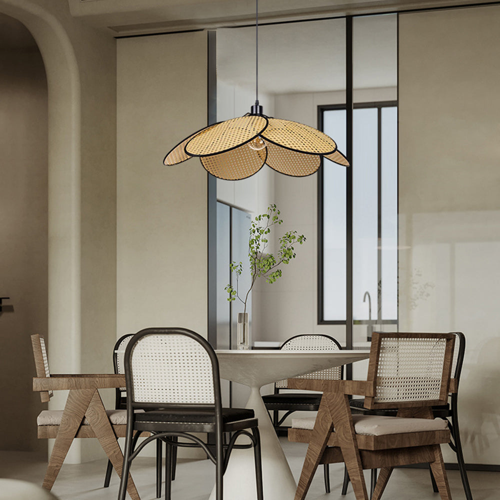 Ritta Vintage LED Pendelleuchte Orange & Dunkelblau Esstisch/Schlaf/Wohnzimmer Metall Rattan Durchmesser 40/50/60cm