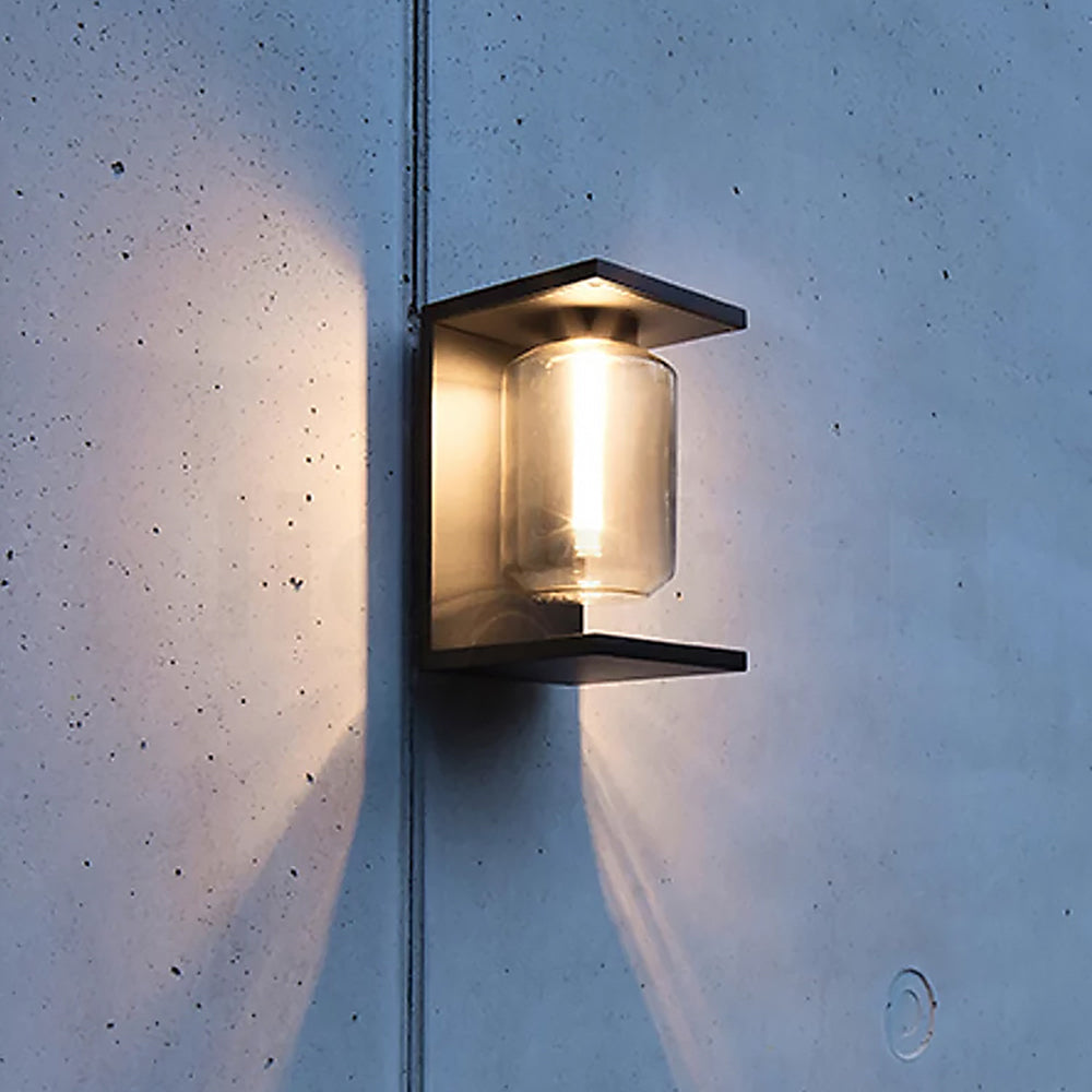 Ray Modern Rectangular Laterne LED Außenleuchte Schwarz/Grau Metall/GLetslightingr