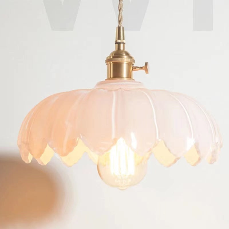 Valentina Retro LED Pendelleuchte Glas/Metall Blume Esszimmer