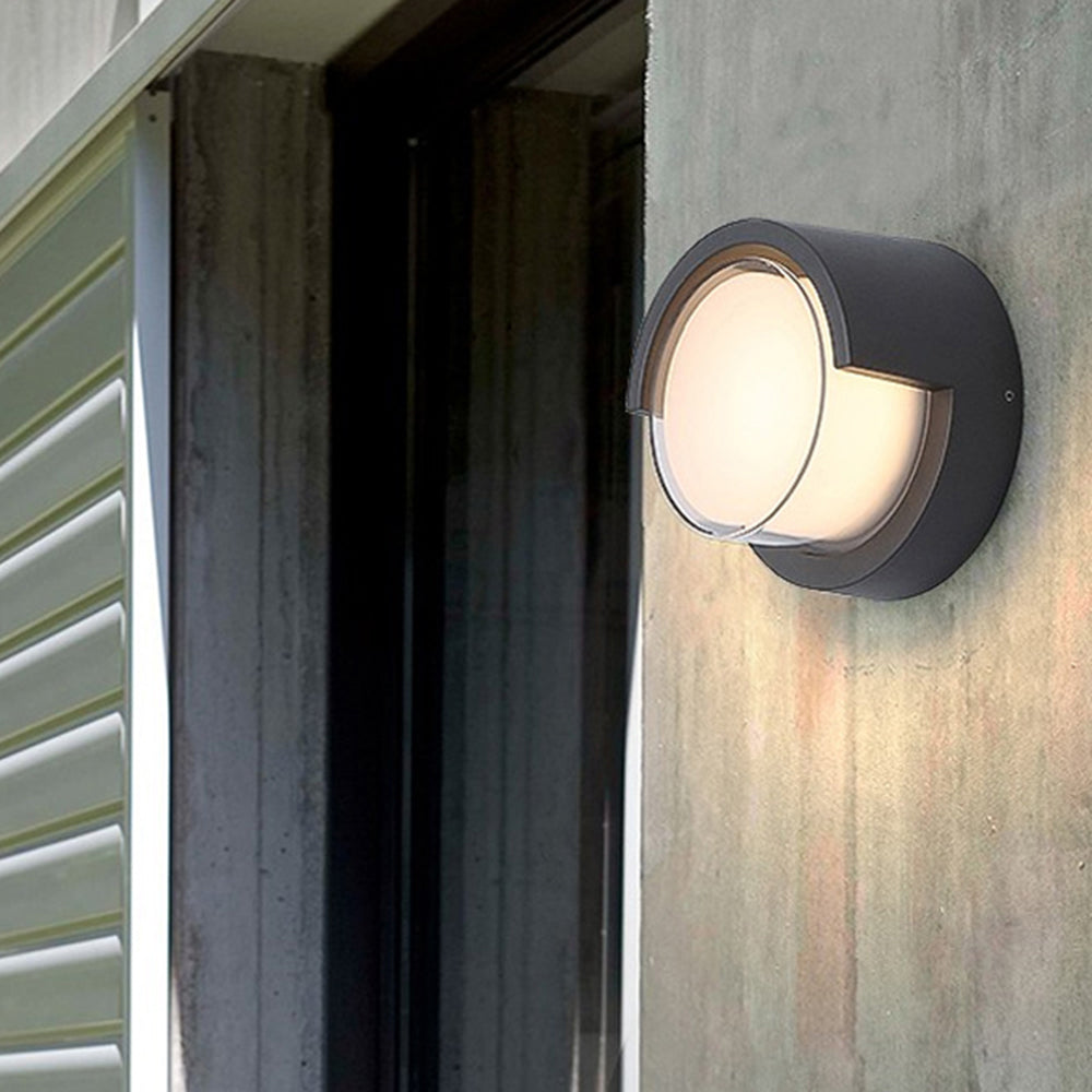 Ray Moderne runde/rechteckige LED Außenwandleuchte Schwarz Terrasse/GartenMetall/Acryl 2 Stile 16/17CM Lang