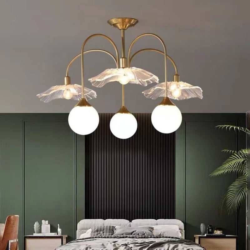 Valentina Nordic LED Kronleuchter Gold Glas Wohn/Esszimmer/Schlafzimmer