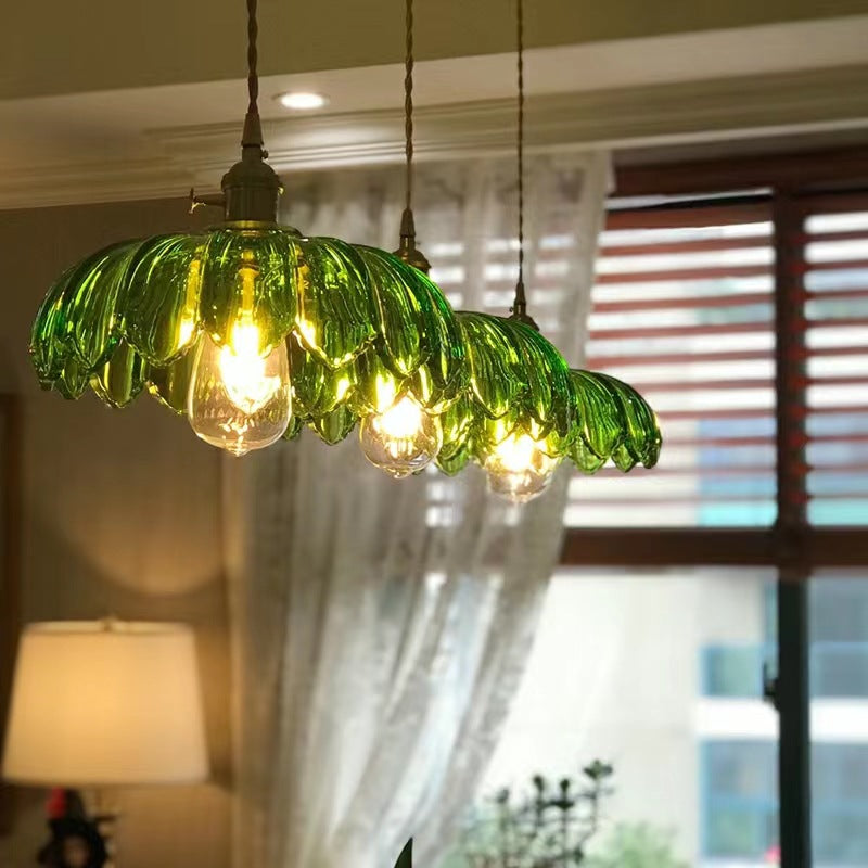 Valentina Retro LED Pendelleuchte Glas/Metall Blume Esszimmer