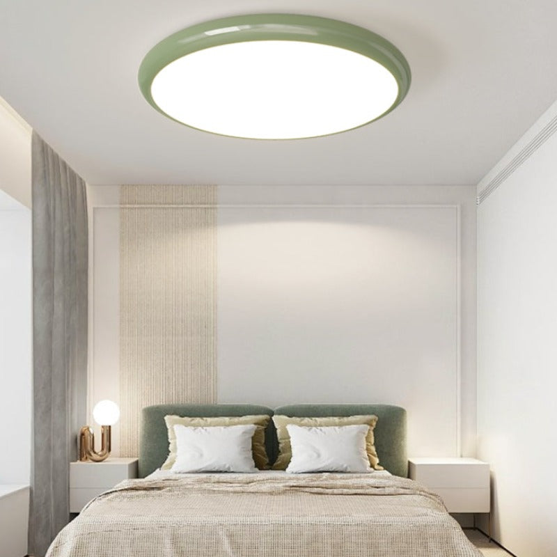 Muto Retro Rund LED Deckenleuchte Weiß Metall Schlaf Wohnzimmer