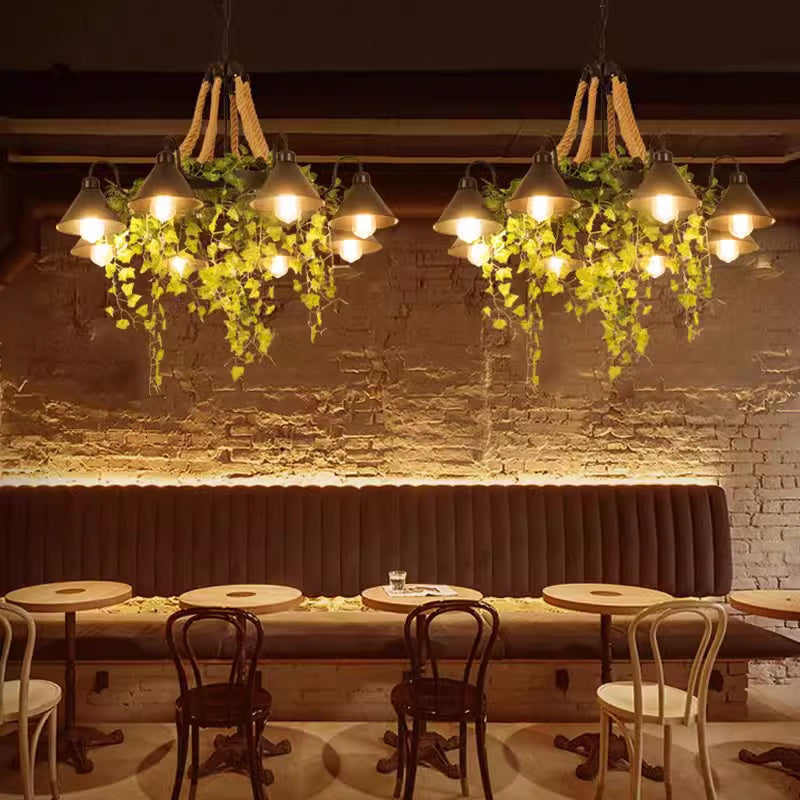 Valentina Retro LED Kronleuchter Schwarz Metall Restaurant/Bar/Wohnzimmer