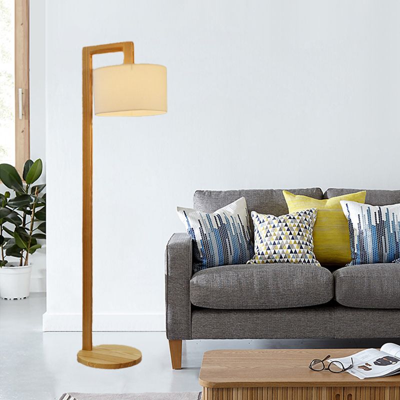 Muto Modern Stehlampe, Beige, Holz/Textil, Rechter Winkel, Schlafzimmer