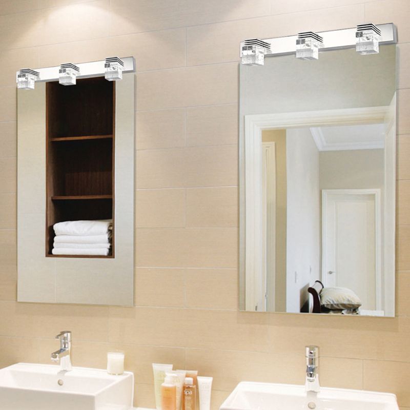Arisha Modern Quadratisch LED Wandleuchte Silber Schlaf/Badezimmer Metall Kristall