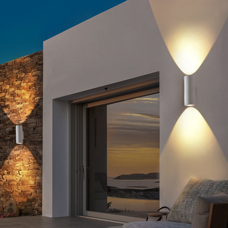 Ray Modern LED Außenwandleuchte Schwarz/Weiß Bad/Treppenhaus/Flur/Balkon/Garten Zement&Acryl