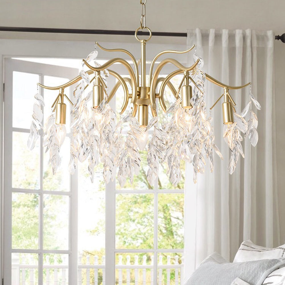Marilyn Modern LED Kronleuchter Schwarz/Gold Wohnzimmer Kristall