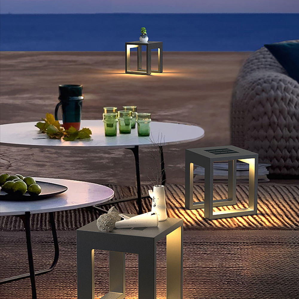 Ray Modern Rechteckig LED Außenleuchte Solar Schwarz Garten Metall Acryl Hohle Höhe 40/50/60CM