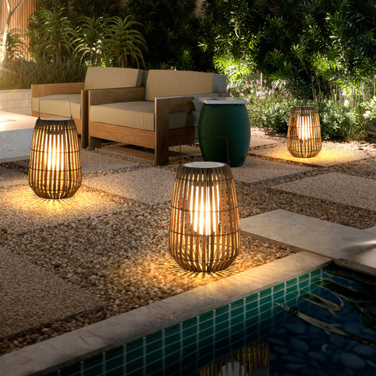Ray Vintage LED Außenleuchte Solar Grau Garten/Flur/Balkon Holz mit 3 Größen