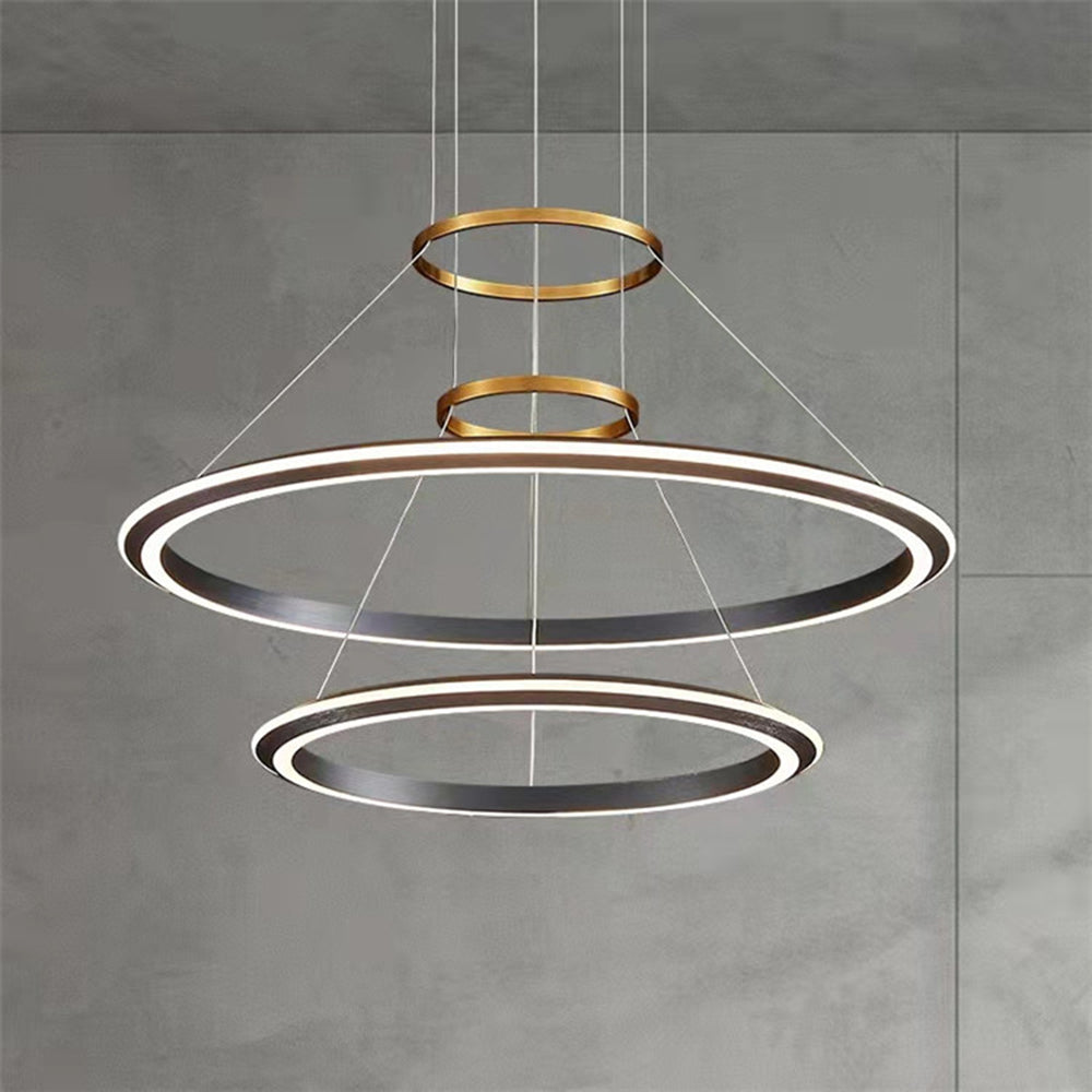 Arisha Modern LED Pendelleuchte Ring Wohnzimmer Schlafzimmer, Metall Acryl