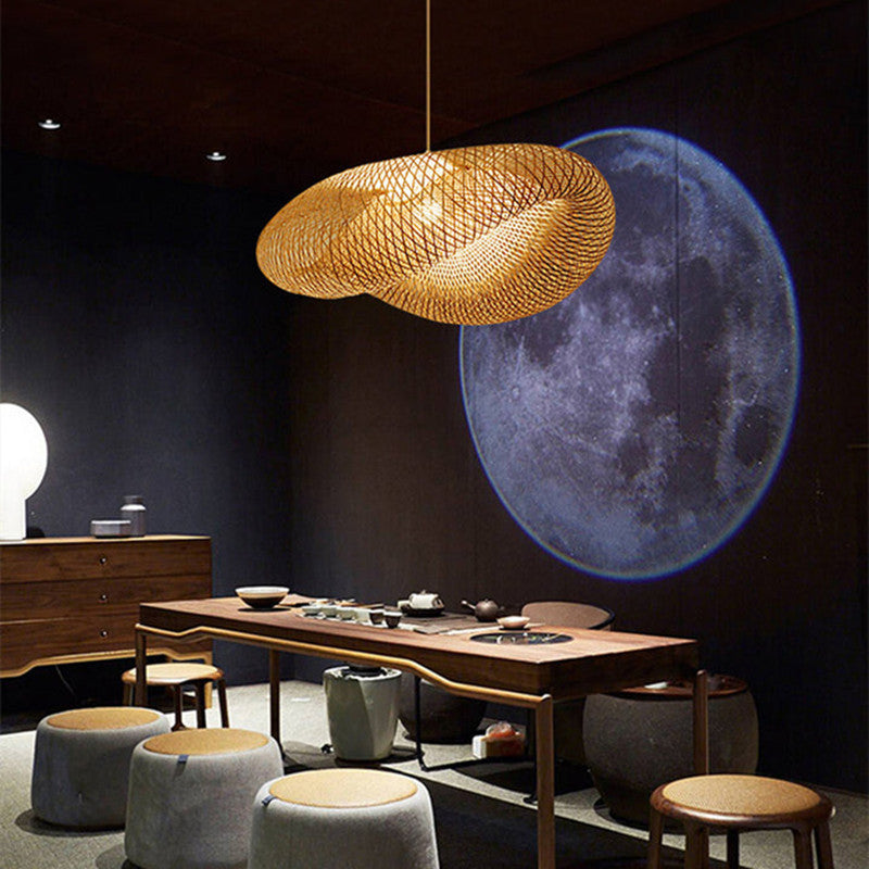 Muto Boho LED Pendelleuchte Bambus Wohn/Esszimmer/Arbeitszimmer
