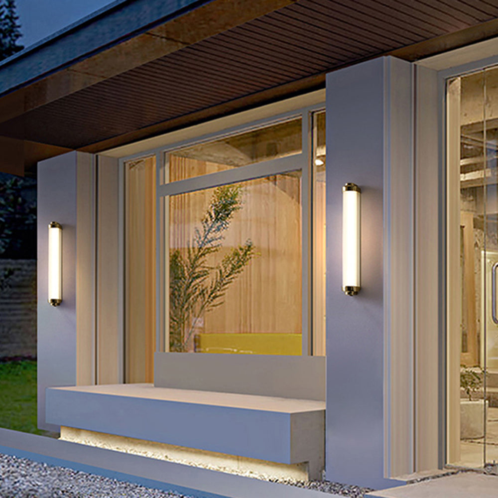 Arisha Minimalistisch Außenwandleuchte, Schwarz & Gold & Silber