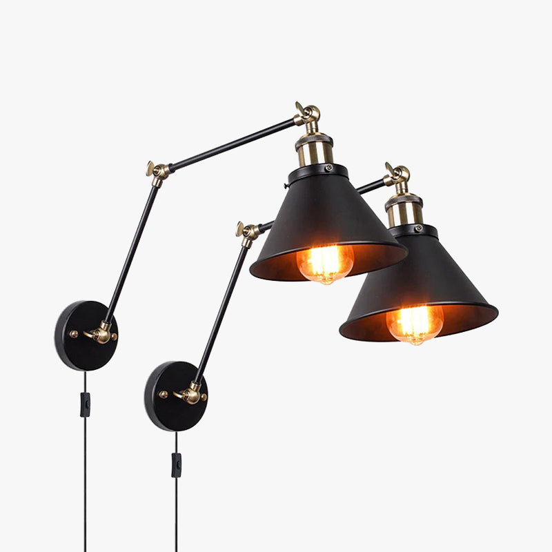 Silva Retro Industrielle Wandleuchte LDE Schwarz, Schlafzimmer