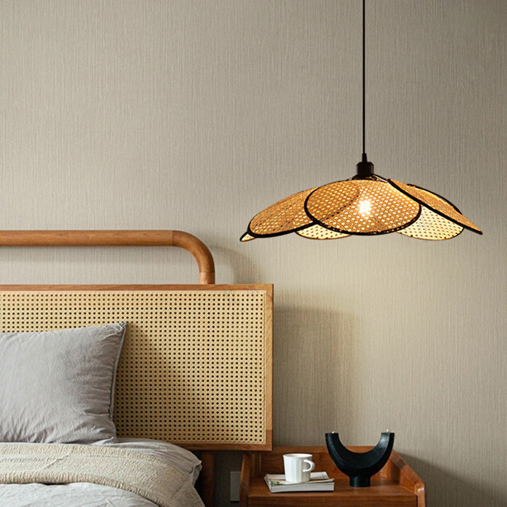 Ritta Vintage LED Pendelleuchte Orange & Dunkelblau Esstisch/Schlaf/Wohnzimmer Metall Rattan Durchmesser 40/50/60cm