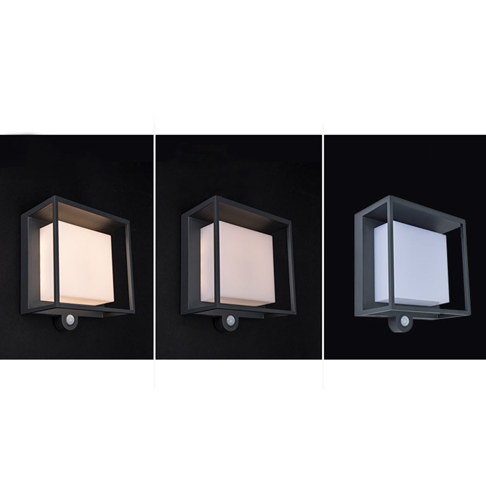 Ray Modern Rechteckig LED Außenwandleuchte Schwarz Flur/Garten Acryl Sensor Solar