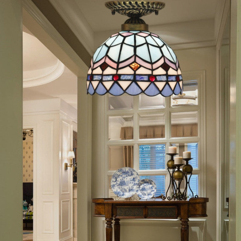 Arisha Vintage LED Deckenleuchte Blau Metall/Glas Wohnzimmer