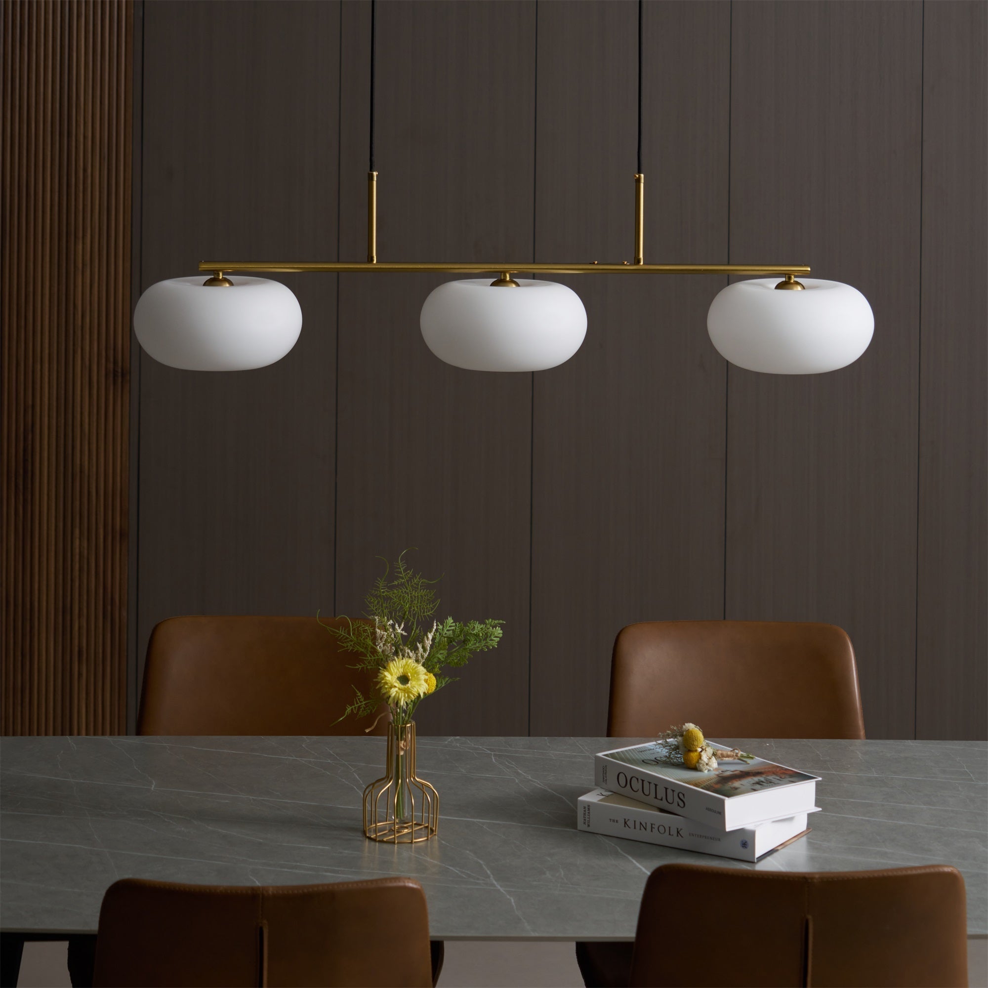 Candy Cremefarbene Cluster-Pendelleuchte 3-Flammig