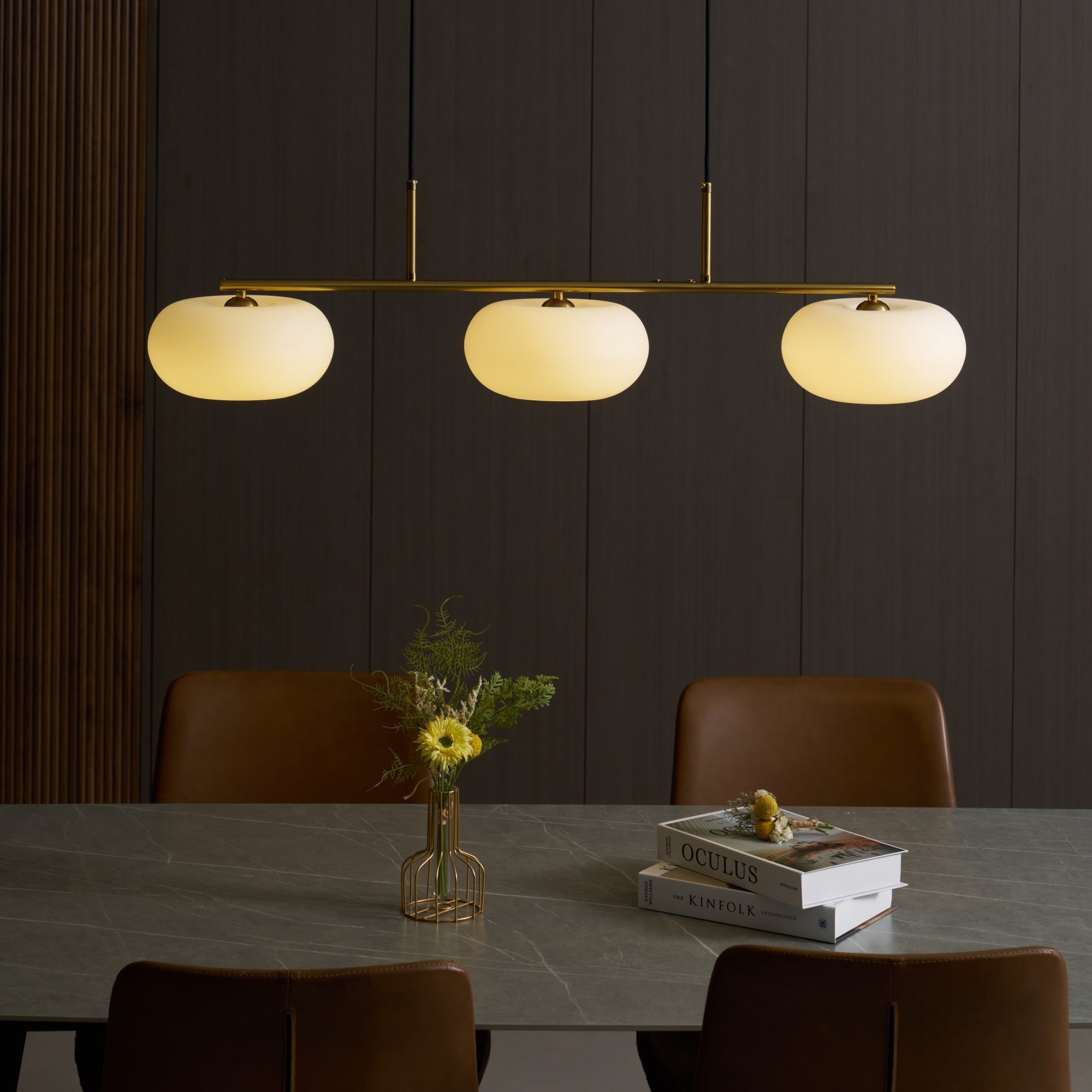 Candy Cremefarbene Cluster-Pendelleuchte 3-Flammig