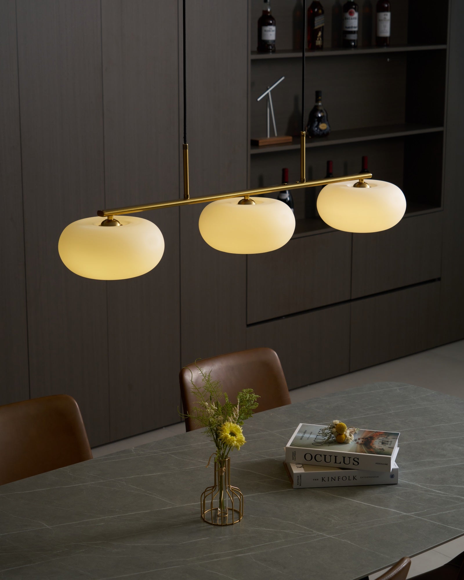 Lustra Pendelleuchte 3-Licht Kugelförmig Linear-Letslighting