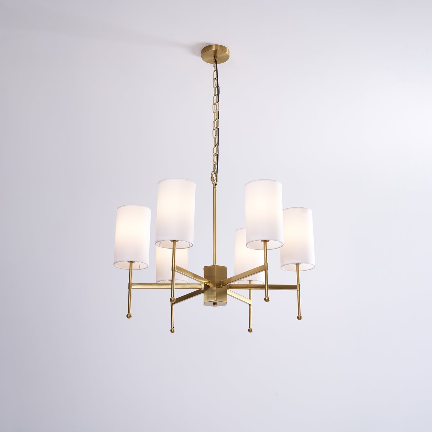 Ulcarisra Vintage Kronleuchter aus Messing mit Stoffbezug-Letslighting