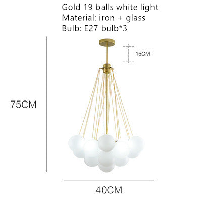 Valentina Modern LED Kronleuchter Kugel Schwarz/Gold Wohnzimmer Glas