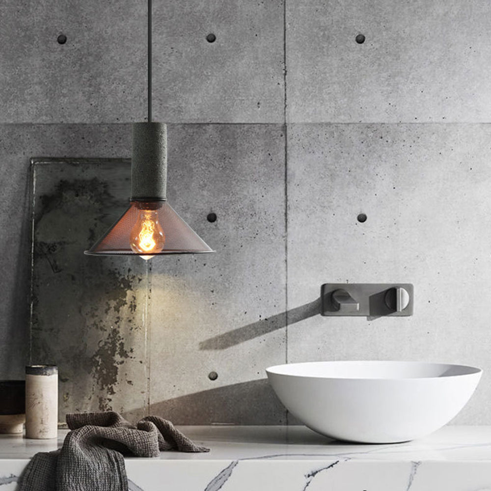 Arisha LED Design Pendelleuchte Wohnzimmer Industrial, Schwarz, Cement Metall