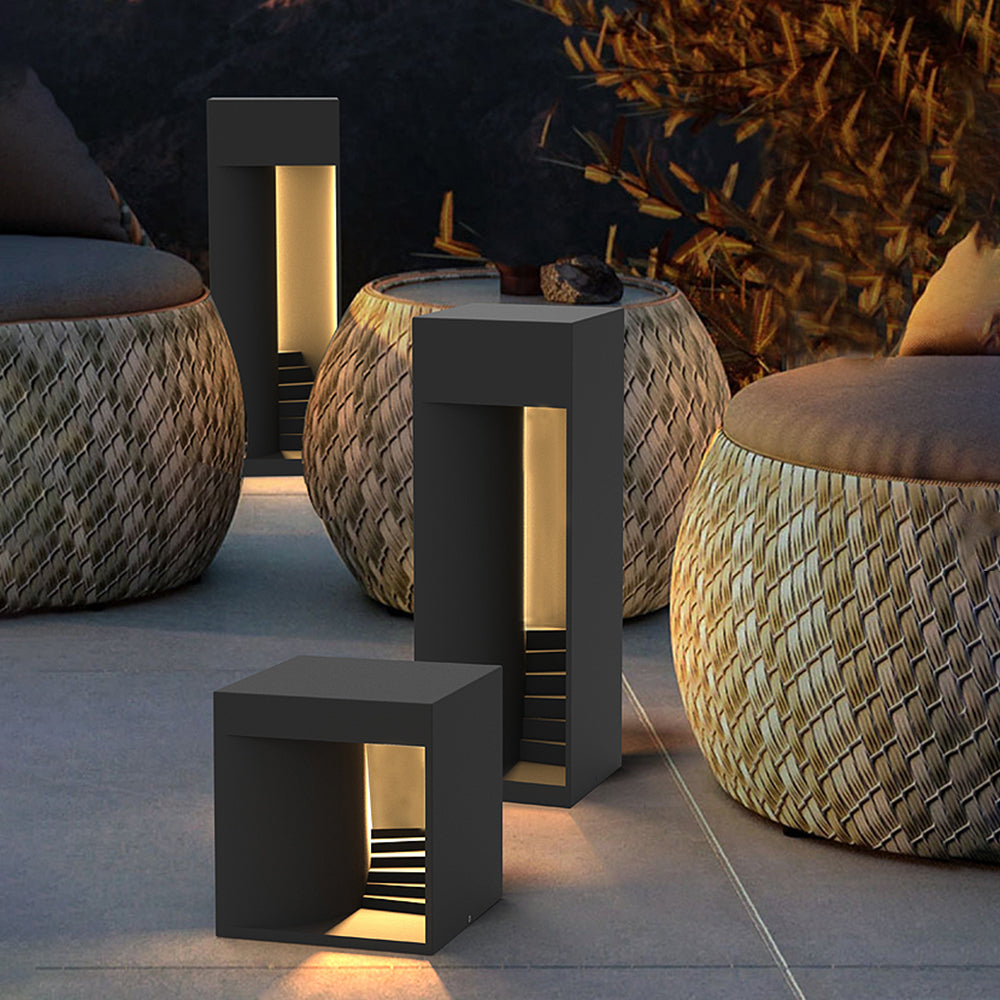 Ray Moderne Design Quadratische LED Außenleuchte Schwarz Garten-Flur Metall 3 Größen 27cm-43cm-73cm