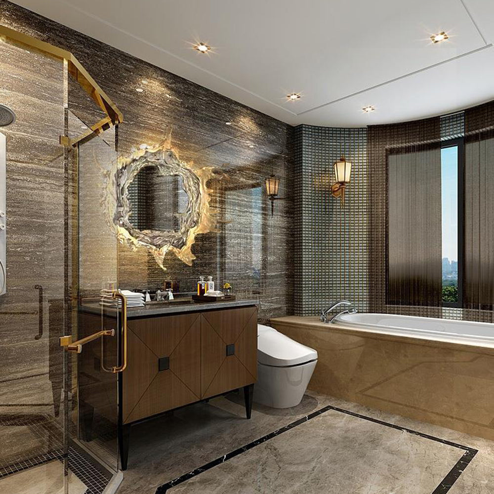 Kristy Modern LED Wandleuchte Spiegel Wasserrippel , Gold/Silber, Metall-Letslighting