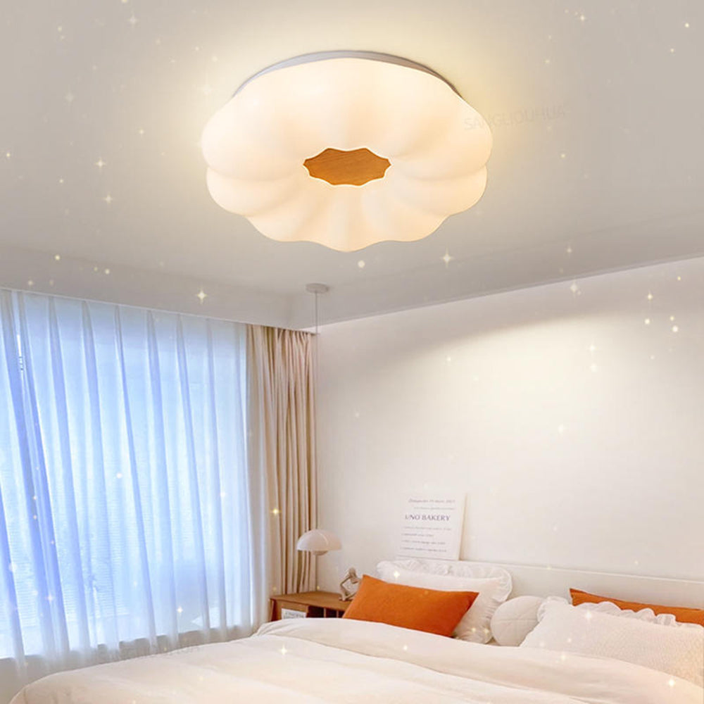 Muto Deckenleuchte Blume Schlafzimmer, Weiß, Holz Acryl