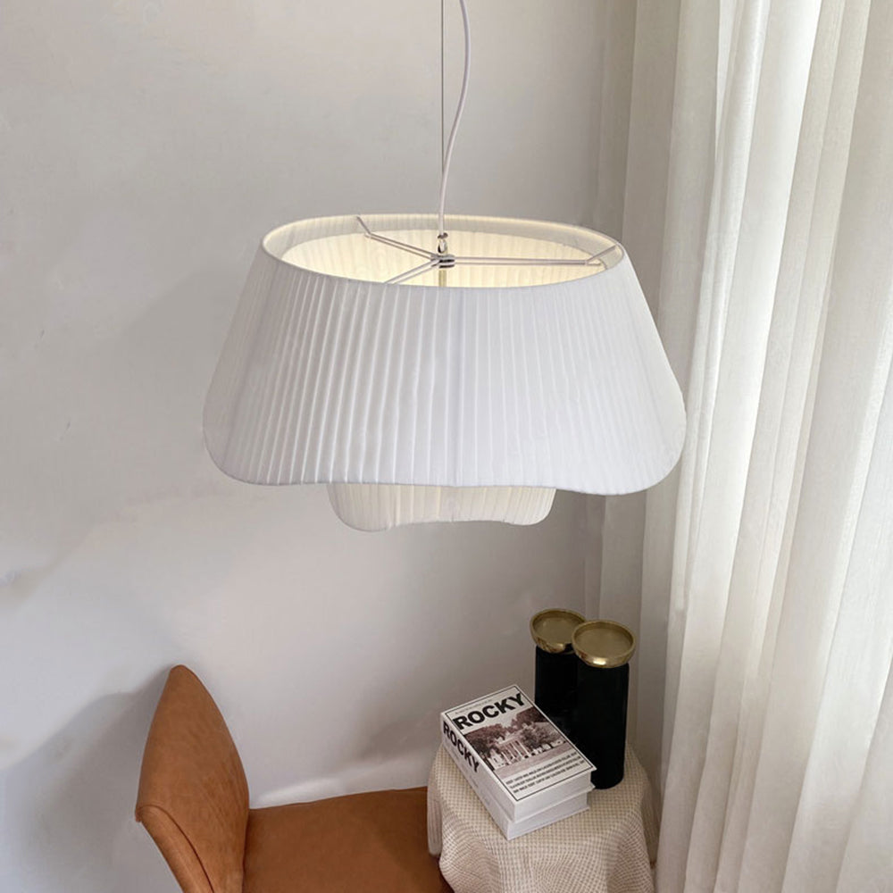 Ritta Modern LED Pendelleuchte WeißEsstisch/Wohn/Schlafzimmer änderbarStoff Durchmesser 50/60cm