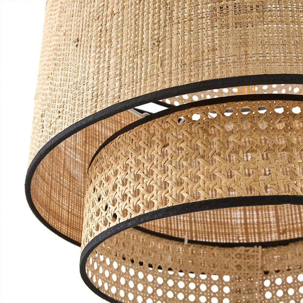 Ritta Design LED Pendelleuchte Holz Wohn/Schlaf/Esszimmer Rattan&Metall