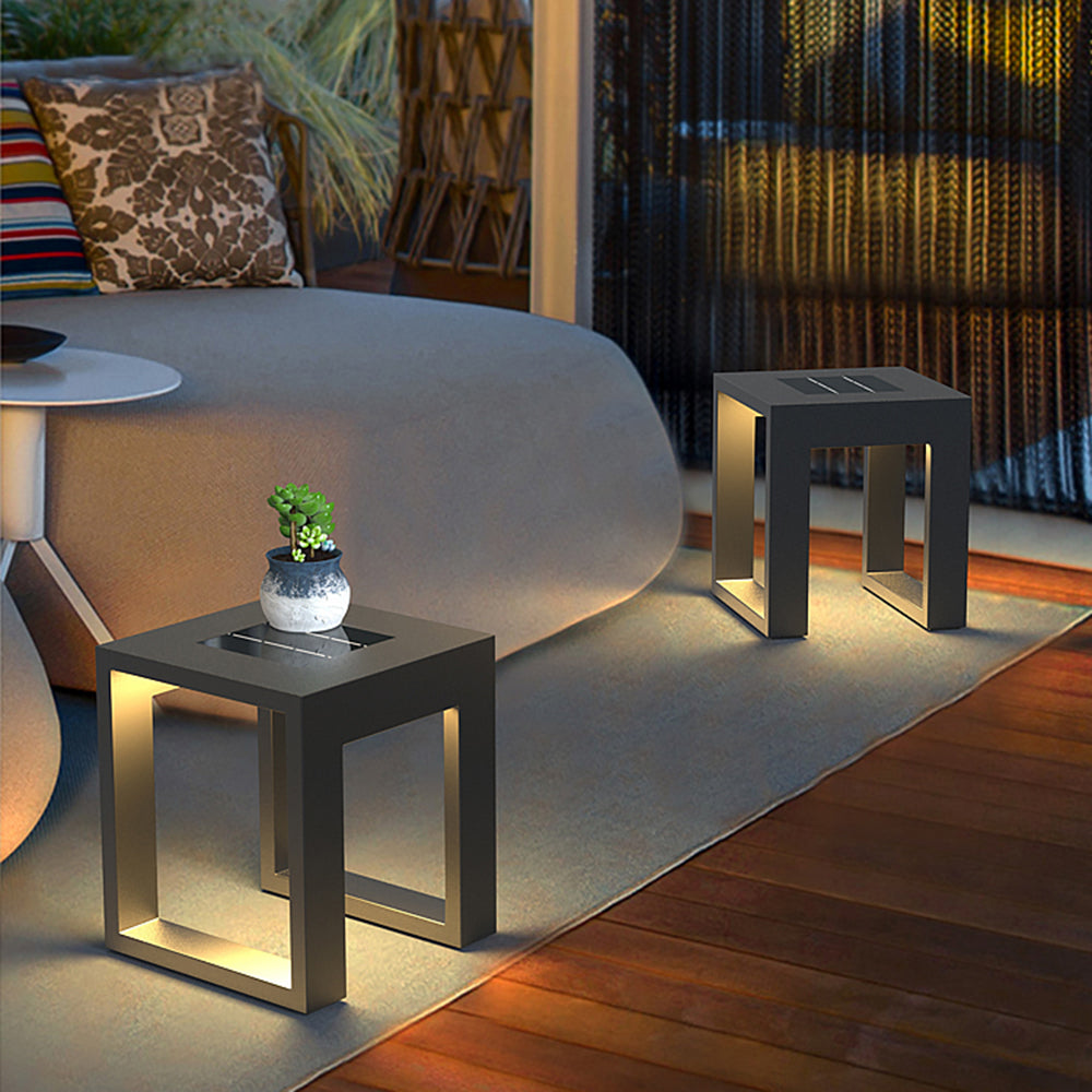 Ray Modern Rechteckig LED Außenleuchte Solar Schwarz Garten Metall Acryl Hohle Höhe 40/50/60CM